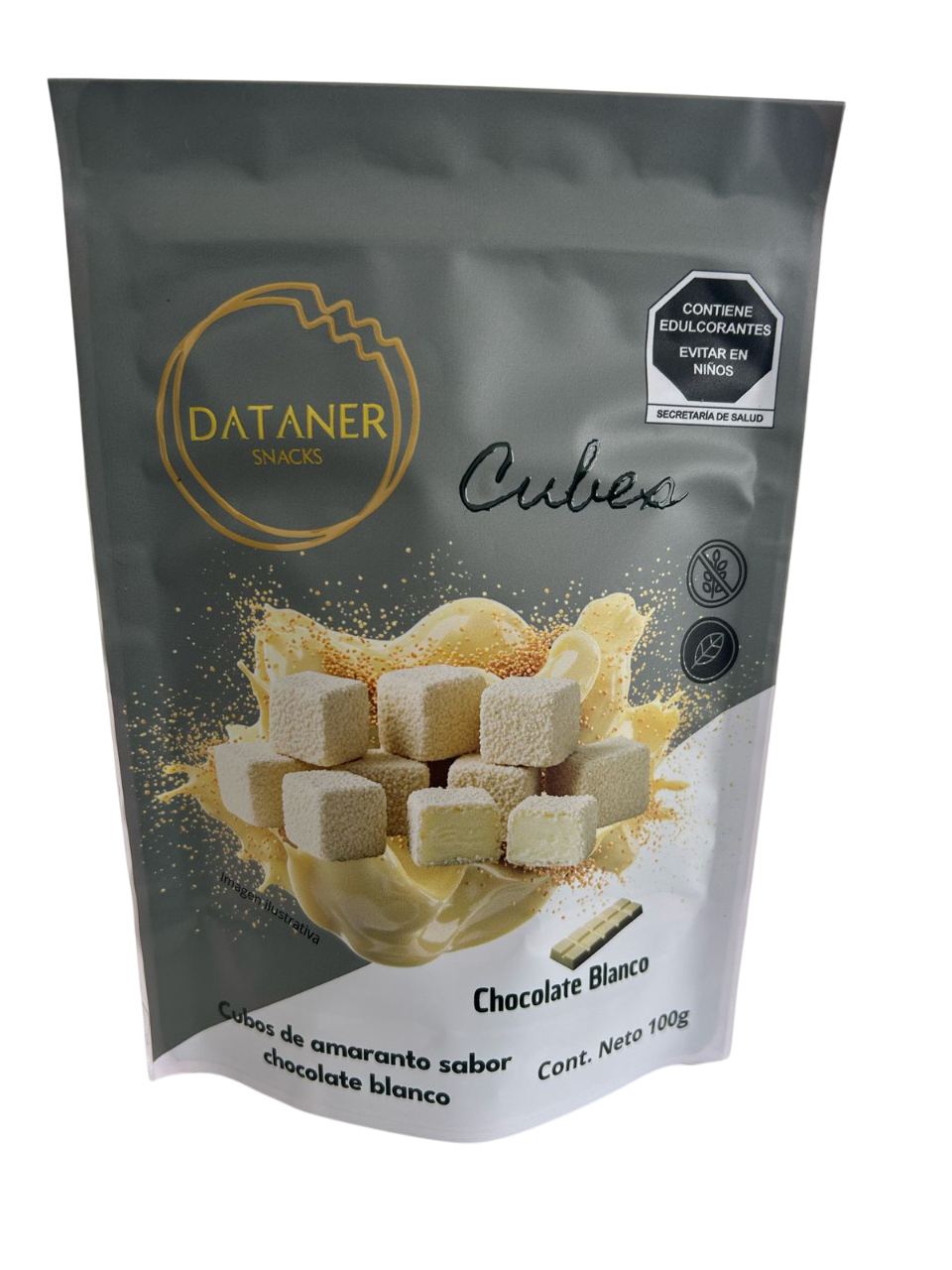 Cubos de amaranto gourmet sabor chocolate blanco.