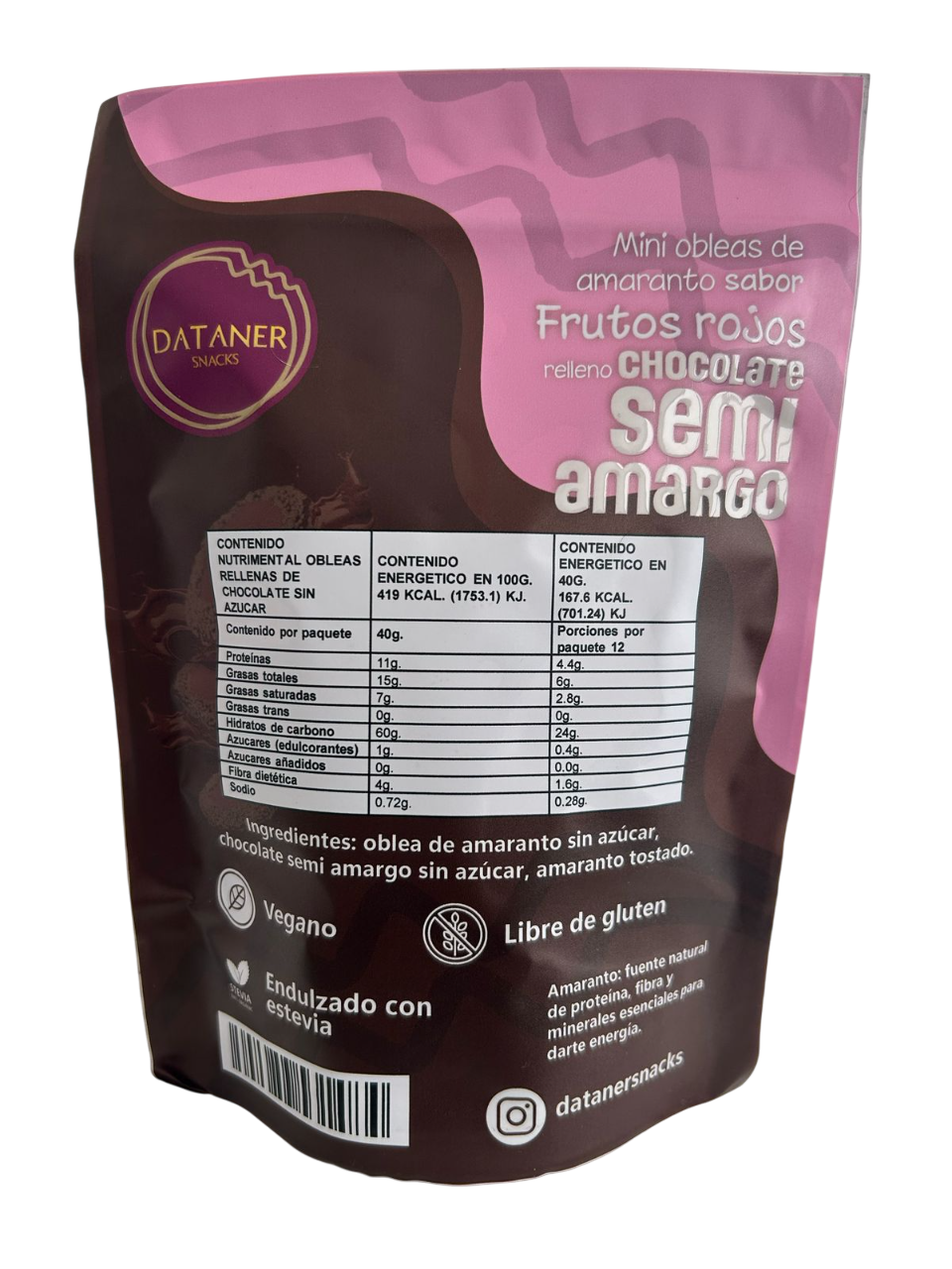 Obleas minis rellenas sabor Frutos Rojos con Chocolate