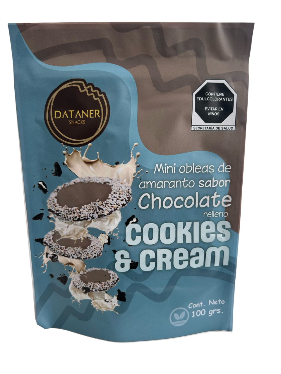 Obleas minis rellenas sabor Chocolate con Cookies & Cream