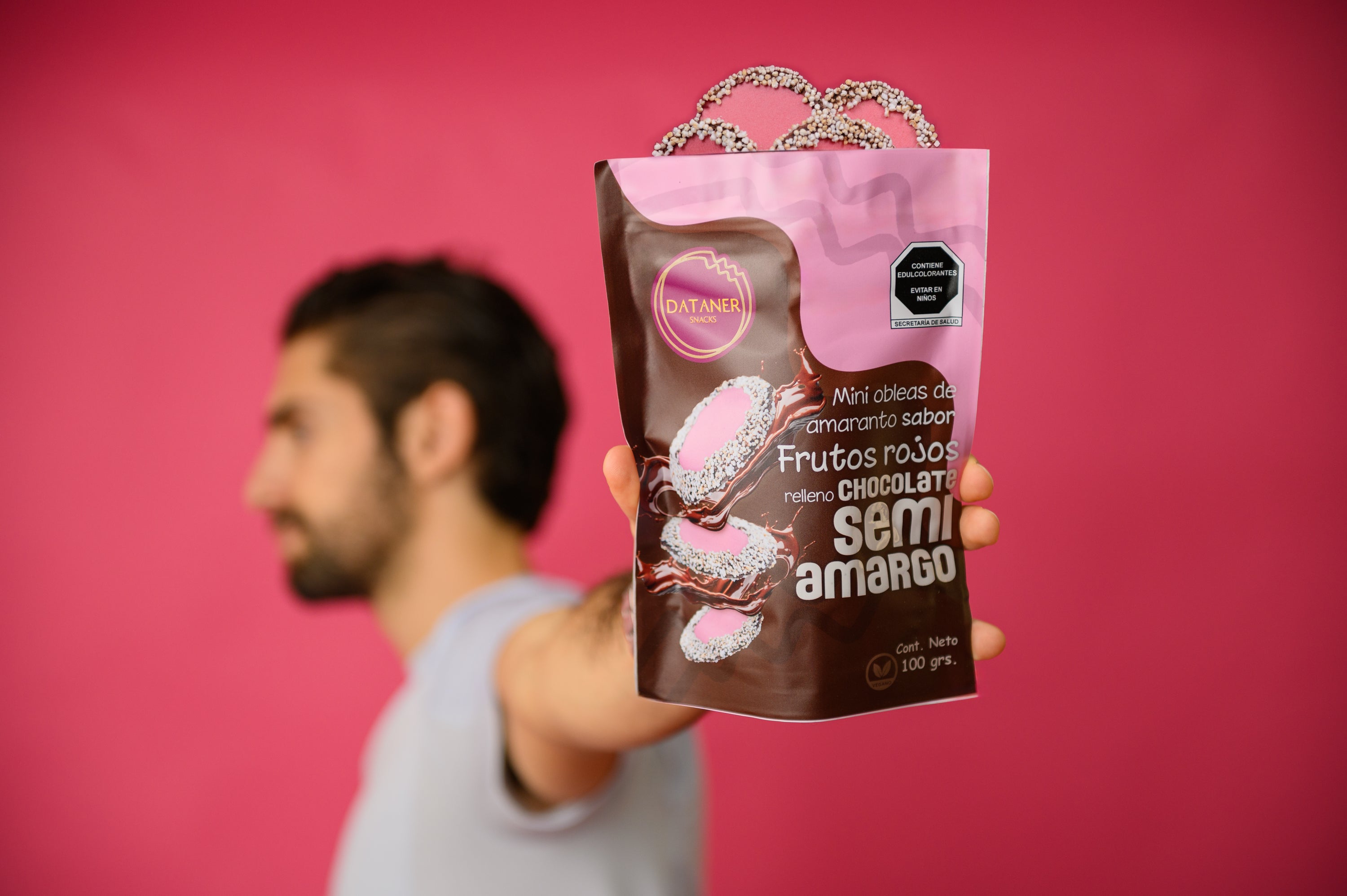 Obleas minis rellenas sabor Frutos Rojos con Chocolate