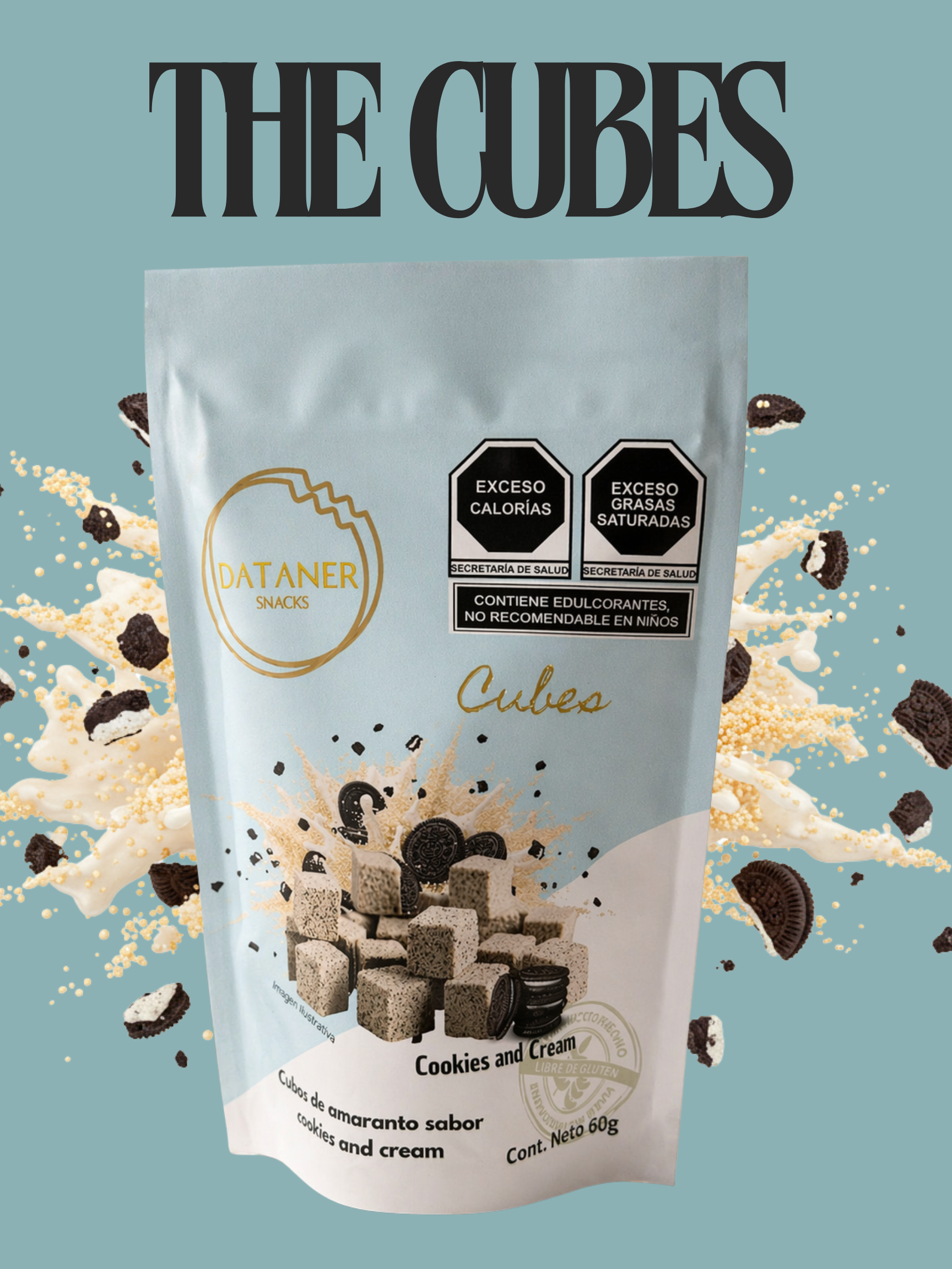 Cubos de amaranto gourmet sabor cookies & cream