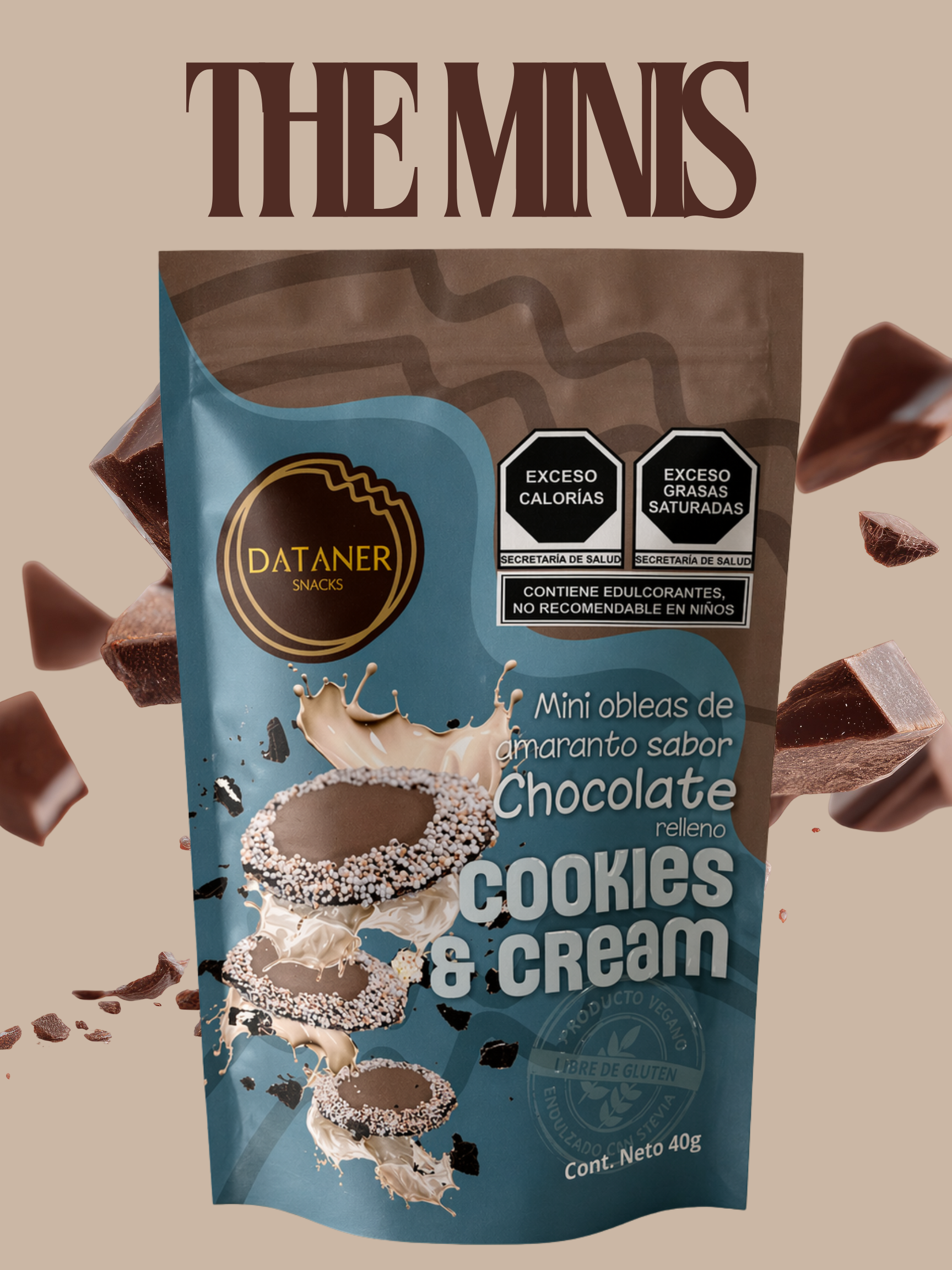 Obleas minis rellenas sabor Chocolate con Cookies & Cream