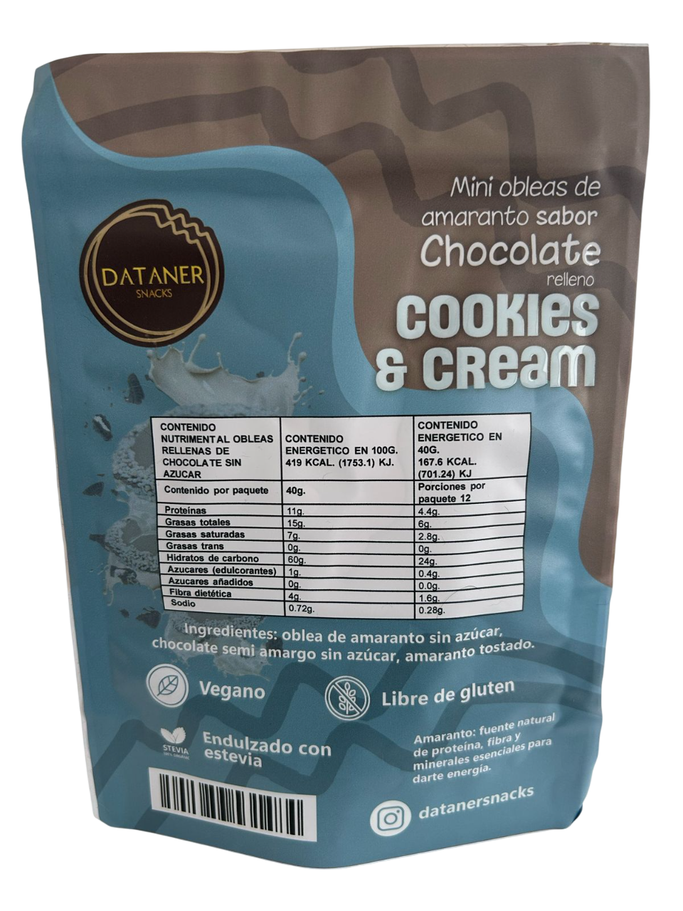 Obleas minis rellenas sabor Chocolate con Cookies & Cream