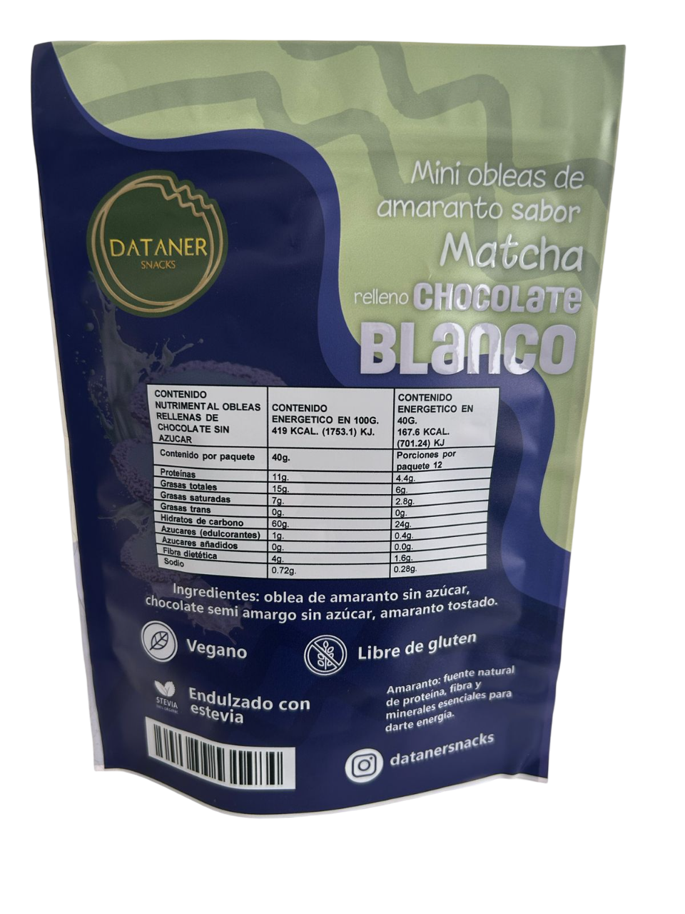 Obleas minis rellenas sabor Matcha con Chocolate Blanco